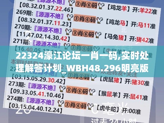 22324濠江论坛一肖一码,实时处理解答计划_WBH48.296明亮版