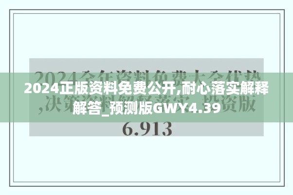 2024正版资料免费公开,耐心落实解释解答_预测版GWY4.39