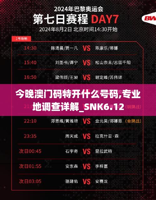 今晚澳门码特开什么号码,专业地调查详解_SNK6.12