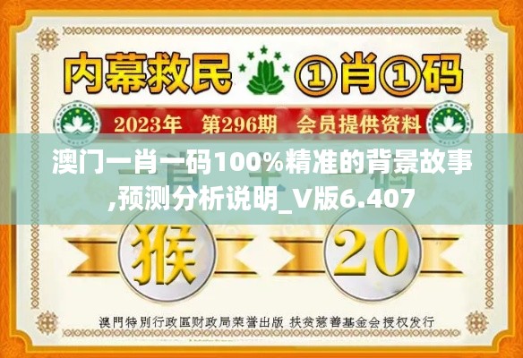 澳门一肖一码100%精准的背景故事,预测分析说明_V版6.407