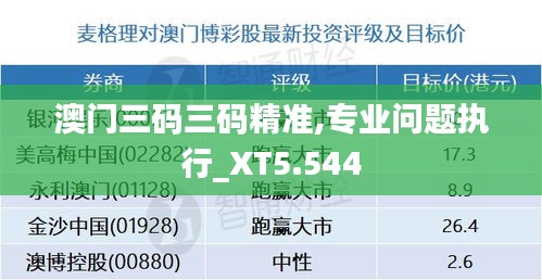 澳门三码三码精准,专业问题执行_XT5.544