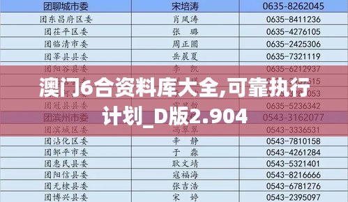 澳门6合资料库大全,可靠执行计划_D版2.904