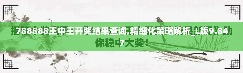 788888王中王开奖结果查询,精细化策略解析_L版9.847