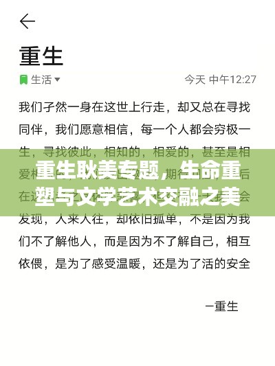 重生耿美专题，生命重塑与文学艺术交融之美探索