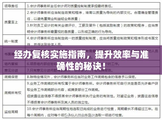 经办复核实施指南，提升效率与准确性的秘诀！