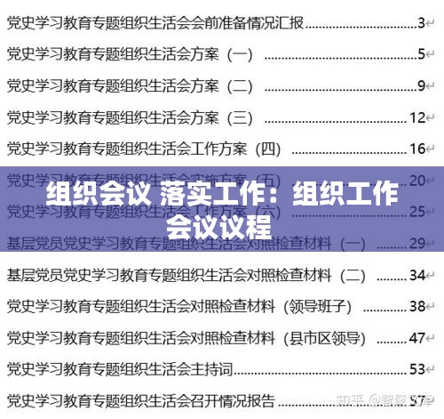 组织会议 落实工作：组织工作会议议程 