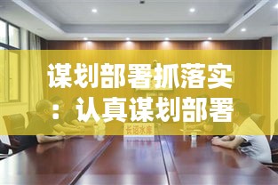 谋划部署抓落实：认真谋划部署 