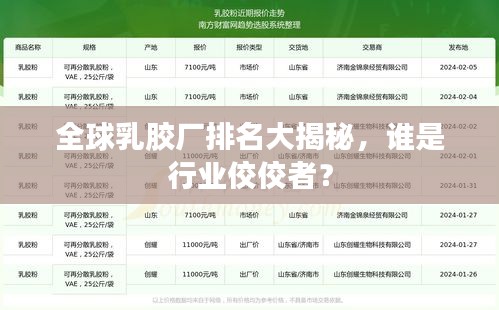 全球乳胶厂排名大揭秘，谁是行业佼佼者？