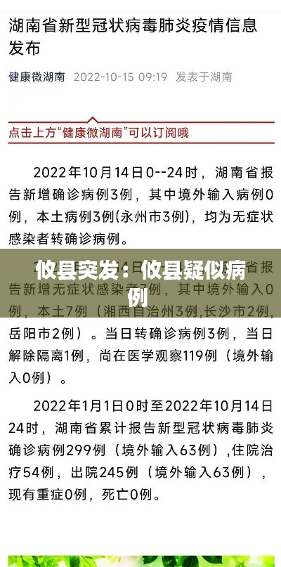 攸县突发：攸县疑似病例 