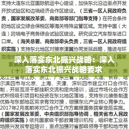 深入落实东北振兴战略：深入落实东北振兴战略要求 