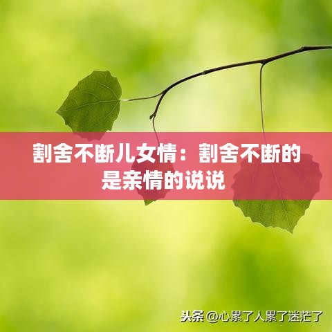 割舍不断儿女情：割舍不断的是亲情的说说 