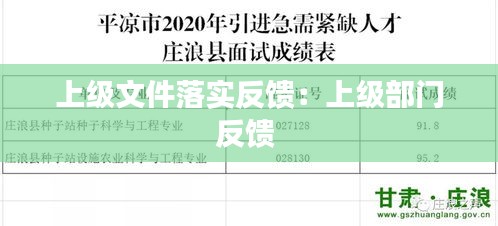 上级文件落实反馈：上级部门反馈 