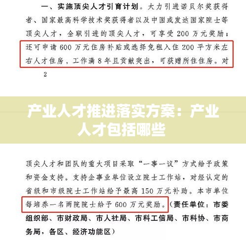 产业人才推进落实方案：产业人才包括哪些 