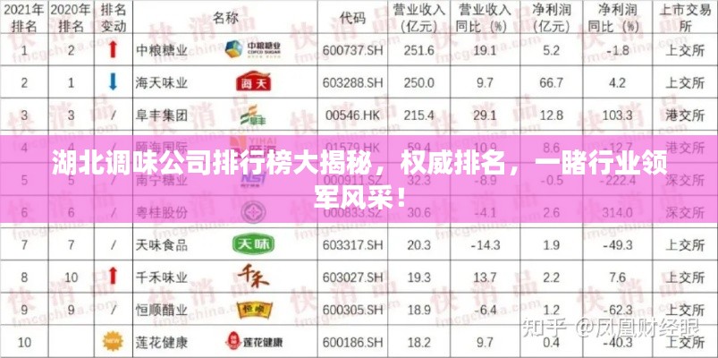 湖北调味公司排行榜大揭秘，权威排名，一睹行业领军风采！