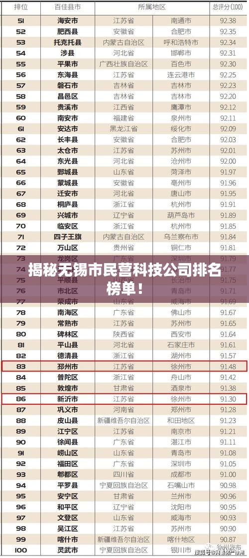 揭秘无锡市民营科技公司排名榜单！