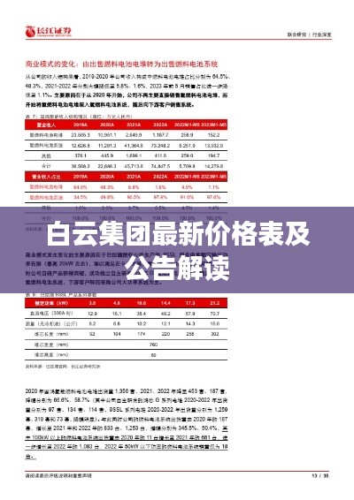 白云集团最新价格表及公告解读