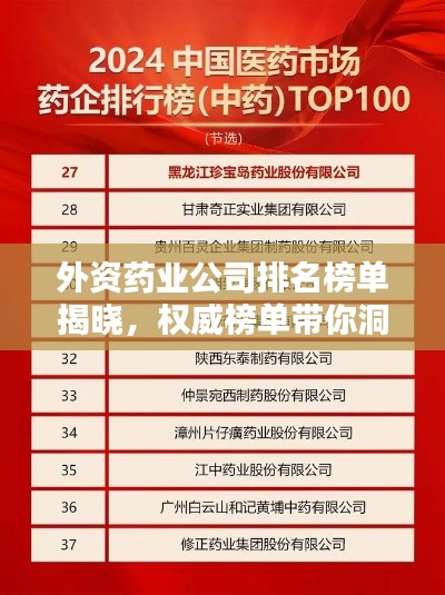 外资药业公司排名榜单揭晓，权威榜单带你洞悉行业巨头！
