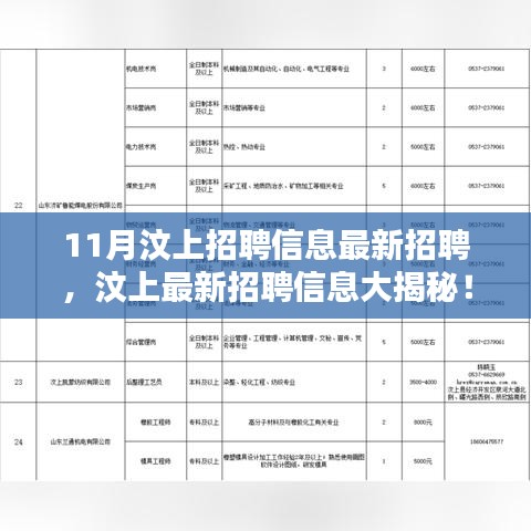 汶上11月最新招聘信息大揭秘，优质岗位等你来挑战！