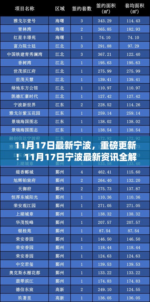 11月17日宁波最新资讯全解析，重磅更新，不容错过！