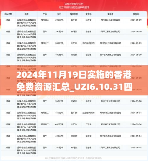 2024年11月19日实施的香港免费资源汇总_UZI6.10.31四喜版
