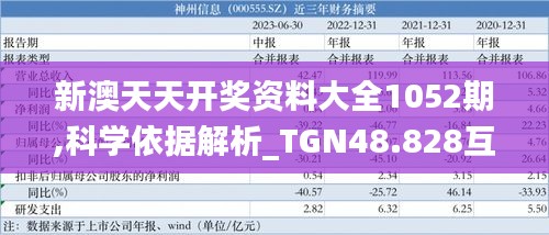 新澳天天开奖资料大全1052期,科学依据解析_TGN48.828互动版