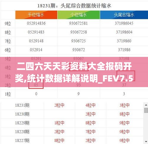 二四六天天彩资料大全报码开奖,统计数据详解说明_FEV7.54