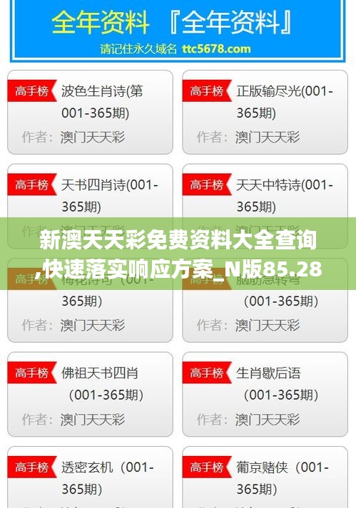 新澳天天彩免费资料大全查询,快速落实响应方案_N版85.288-1