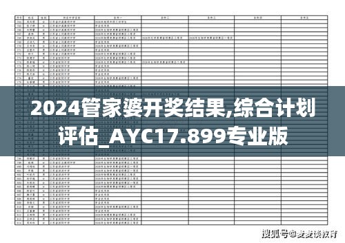 2024管家婆开奖结果,综合计划评估_AYC17.899专业版