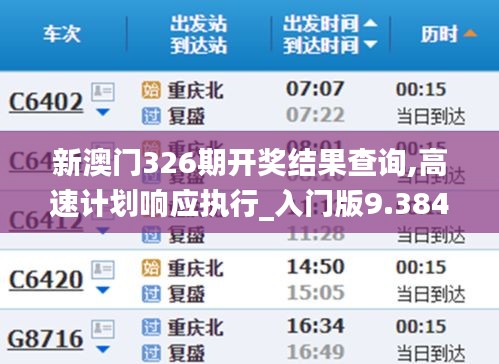 新澳门326期开奖结果查询,高速计划响应执行_入门版9.384