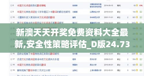 新澳天天开奖免费资料大全最新,安全性策略评估_D版24.736-8