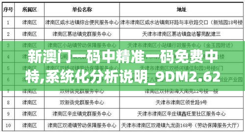 新澳门一码中精准一码免费中特,系统化分析说明_9DM2.626