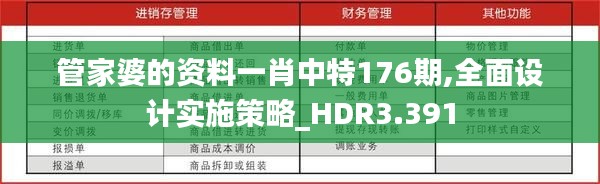 管家婆的资料一肖中特176期,全面设计实施策略_HDR3.391