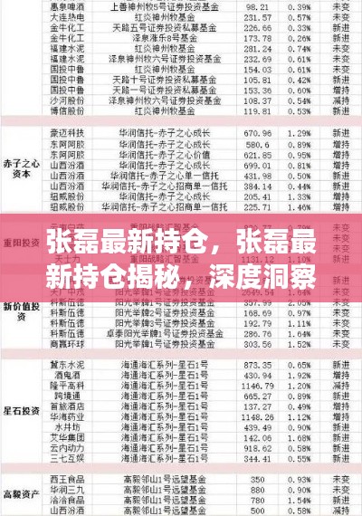 张磊最新持仓揭秘，深度解析其投资策略与布局动向