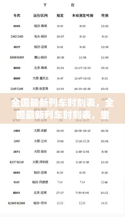 全国最新列车时刻表发布，重塑出行体验，开启高效旅程