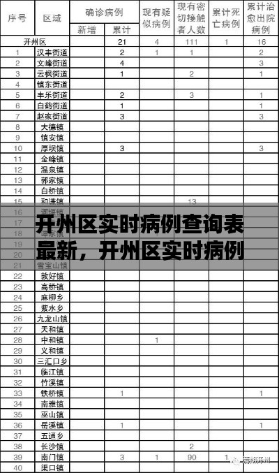 开州区实时病例查询表最新更新及分析
