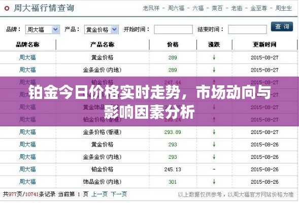 铂金今日实时价格走势及分析市场动向与影响因素