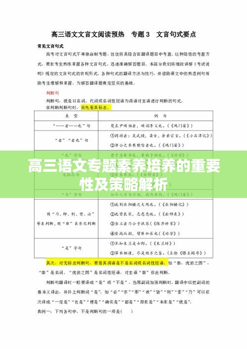高三语文专题素养培养的重要性及策略解析