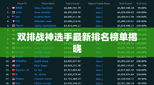 双排战神选手最新排名榜单揭晓