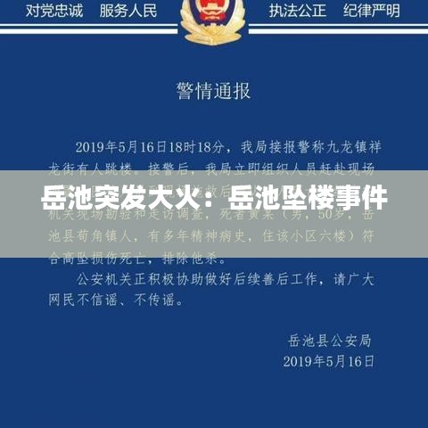 岳池突发大火：岳池坠楼事件 