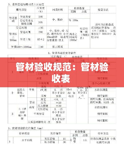 管材验收规范：管材验收表 