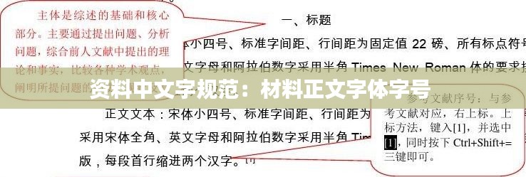 资料中文字规范：材料正文字体字号 