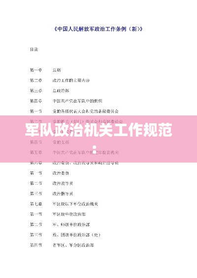 军队政治机关工作规范： 
