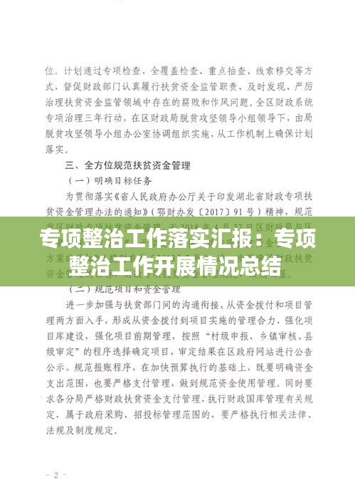 专项整治工作落实汇报：专项整治工作开展情况总结 