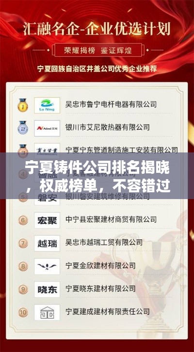 宁夏铸件公司排名揭晓，权威榜单，不容错过！