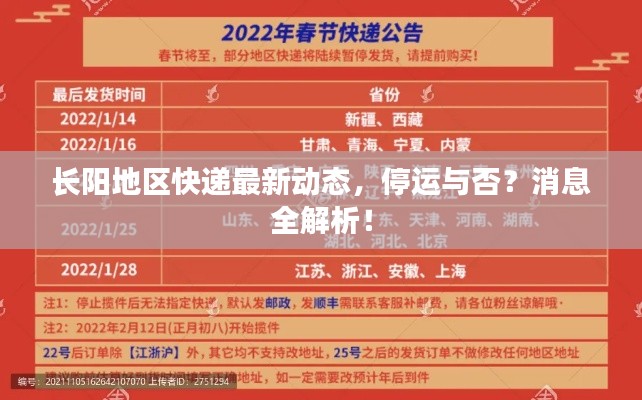 长阳地区快递最新动态，停运与否？消息全解析！