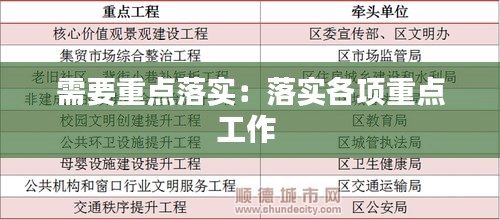 需要重点落实：落实各项重点工作 