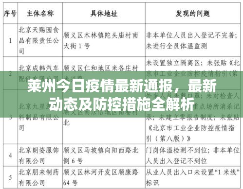 莱州今日疫情最新通报，最新动态及防控措施全解析