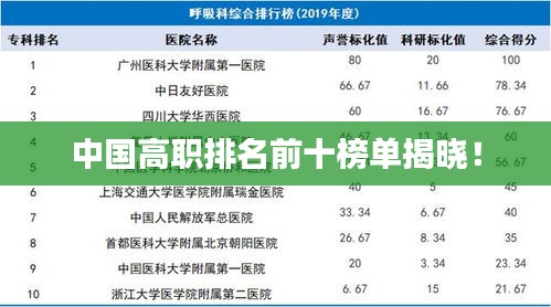 中国高职排名前十榜单揭晓！