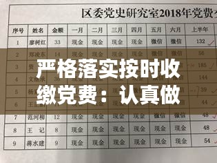 严格落实按时收缴党费：认真做好党费收缴工作 