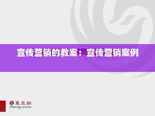 宣传营销的教案：宣传营销案例 